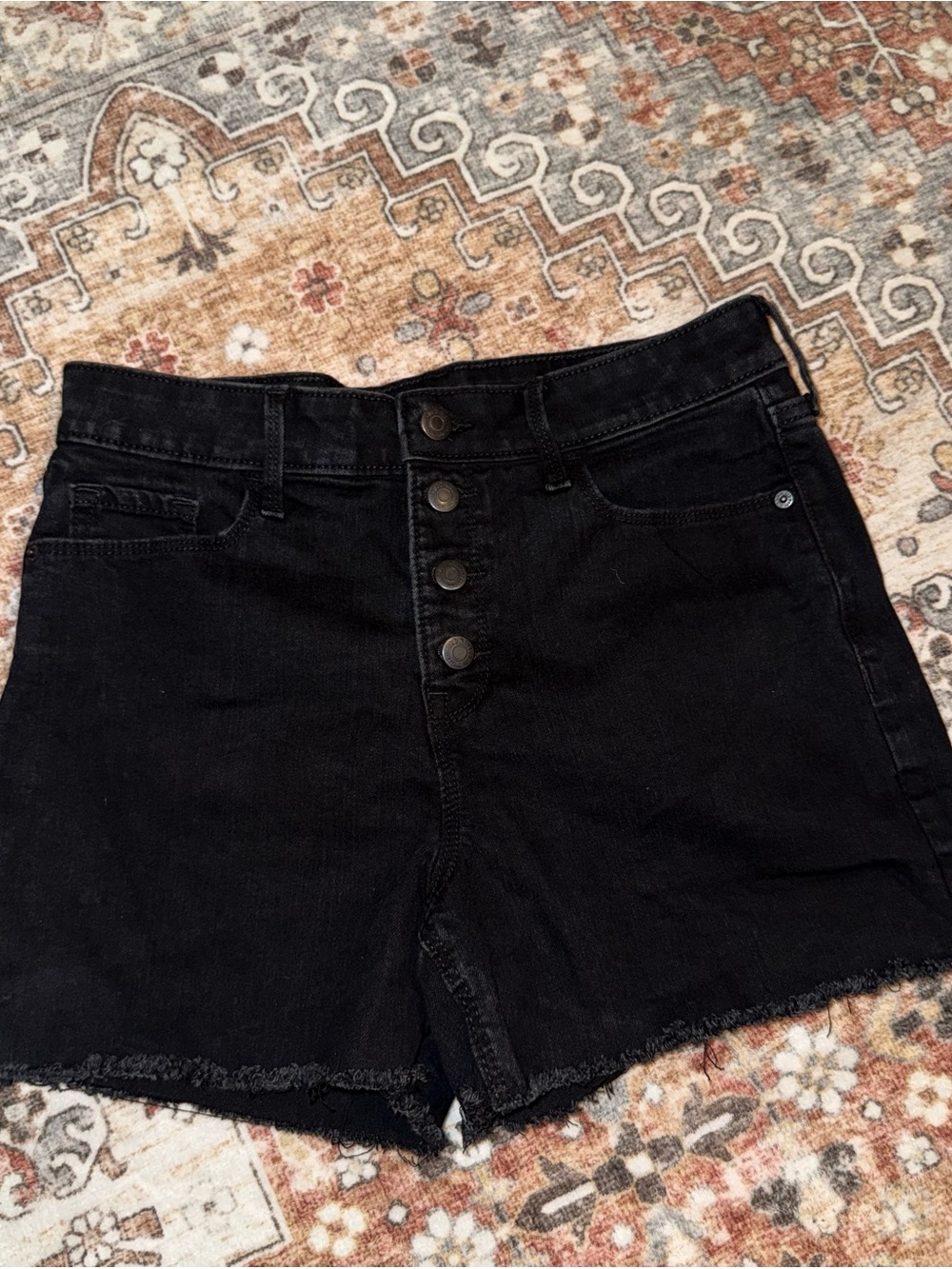 Old Navy Black High-Rise Button-Fly Denim Shorts